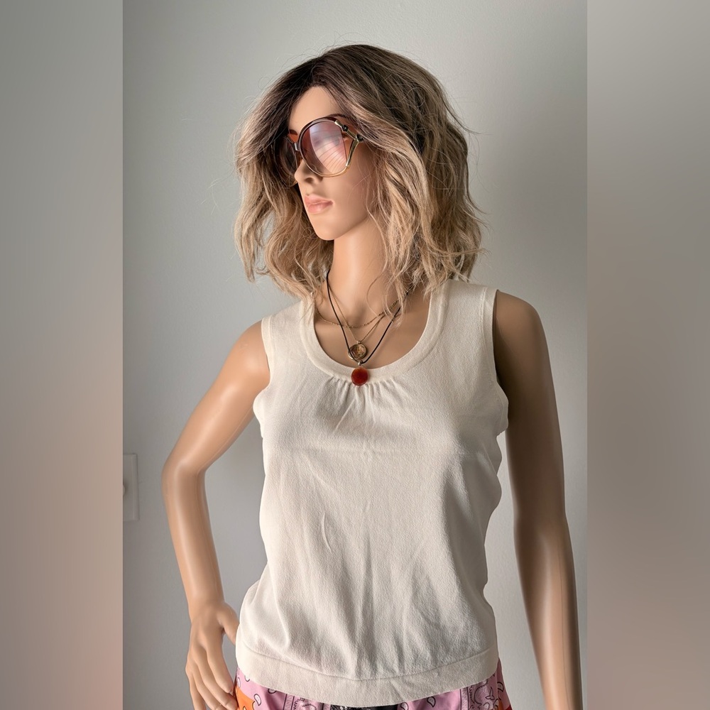 Kasper Women's Cream Sleeveless Top size M Petite.